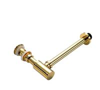 Siphon de Lavabo Bathroom Basin Bottle Trap Drain With Sink Pop Up Siphon Fixture P-Trap Hose for Home Renovation(Golden No overflow)