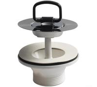 Siphon de lavabo en acier inoxydable, filtre à déchets de 85 mm avec couvercle en polypropylène, double anneaux d'étanchéité pour évier de salle de bain anti-fuite, installation facile