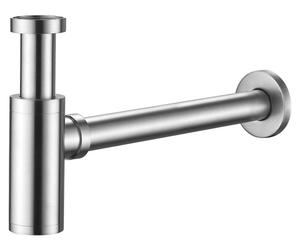 Siphon de lavabo, tuyau d'évacuation avec orifice de nettoyage - tuyau d'évacuation universel de 1 1/4 pouce - clapet anti-odeur, acier inoxydable, finition brossée