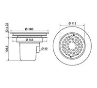 Siphon sol souple avec grille inox diamètre 114 mm et sortie intégrée diamètre 40 mm DELABIE