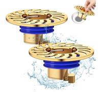 Siphon de Sol Anti Odeurs, 32-50mm Laiton Bonde Douche, Filtre Cheveux Douche + Bouchon de Vidange, Anti-Refoulement Bouchon Douche
