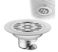Siphon de sol, Caniveau de Douche Rond, Bouche de Drain Acier Inoxydable | Anti-Encrassement Anti-Odeur avec Passoire à Cheveux, Pour Salle de Bain, Cuisine Anti-Refoulement