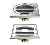 Siphon de sol carré en acier inoxydable épais de 10 x 10 cm, double couche, design anti-odeur, idéal pour salle de bain, cuisine, douche et toilettes