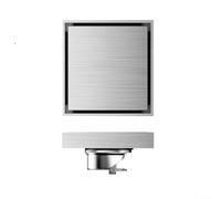 Siphon de sol carré invisible en acier inoxydable 304 avec noyau anti-odeur pour salle de bain, douche et balcon, montage encastré pour insert de carrelage, pour tuyaux de 40 à 110 mm (15 x 15 cm)