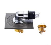 Siphon de sol en acier inoxydable avec noyau en cuivre, grille carrée grise pour salle de bain douche, piège à eau à fermeture automatique, attrape-cheveux et couvercle de plomberie, 10 x 10 cm (7)