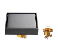 Siphon de sol en acier inoxydable avec noyau en cuivre, grille carrée grise pour salle de bain douche, piège à eau à fermeture automatique, attrape-cheveux et couvercle de plomberie, 10 x 10 cm (8)