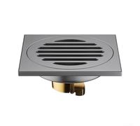 Siphon de sol en acier inoxydable avec noyau en cuivre, grille carrée grise pour salle de bain douche, piège à eau à fermeture automatique, attrape-cheveux et couvercle de plomberie, 10 x 10 cm (3)