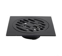 Siphon de sol en acier inoxydable avec valve à gravité pour douche de salle de bain, piège anti-eau peint en noir, avec double couche attrape-cheveux et design à débit rapide, taille carrée de 9 cm