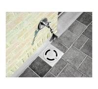 Siphon de sol en inox - 100 x 100 mm - hauteur 35 mm - sortie horizontale - Netsol ACO