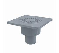 AlcaDrain siphon de sol 150×150/50 mm avec une sortie verticale, grille grise, siphon avec eau de barrage