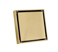Siphon de sol pour salle de bain Carré Salle De Bain Douche Sol Drain Carrelage Insert Invisible Filtre À Eau Noir Or(Gold)