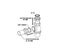 Siphon d'évier polypropylène sans prise machine - 0204002 NICOLL