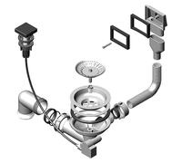 Siphon double sans trop, avec clapet anti-reflux intégré, de couleur grise