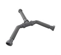 Siphon en P réglable pour évier double avec tuyaux flexibles extensibles de vingt à quatre-vingts cm Design en plastique gris pour cuisine et salle de bain Comprend des connecteurs et des joints pour