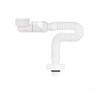 Siphon Flexible G1-1/4 Tuyau Évacuation Gain de Place | Design compact ajustable, idéal espaces réduits, siphon G1-1/4, plastique PP durable, blanc