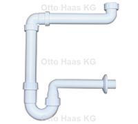 Siphon gain de place HAAS 4832 DN 32, 1 1/4 ou 1 1/2", polypropylène, blanc