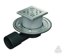 Siphon latéral Chud?j D50/75 NEPTUN, bride en acier inoxydable, cadre, grille LABYRINTH L1 388 N B X