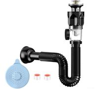 Siphon Lavabo avec Bouchon Lift-Up ABS Siphon Lavabo avec Bouchon(Jump) | Design flexible, anti-bouchon, bouchon relevable, compatible 1.5 pouces, plastique ABS