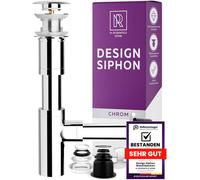 Siphon lavabo design en inox avec pop up valve, vidage avec trop-plein & tuyau d'évacuation pour salle de bain et lavabo - M. ROSENFELD HOME