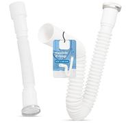 Siphon Lavabo Flexible 6/4'' x 40 mm Universel Syphon Evier Cuisine Réglable Souple Blanc