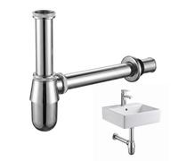 Siphon lavabo, siphon bouteille 1/4 pouce x 32 mm, évacuation de lavabo | Réglable 10-110 mm, corps en alliage d’acier inoxydable, démontable, anti-odeur, nettoyage pour vasque et salle de bain