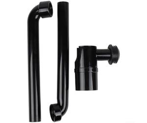 Siphon P réglable pour évier mural - Siphon à bouteille pivotant à 360° avec joint d'eau de 60 mm pour éviter les odeurs - Design pour lavabo de salle de bain - Blanc