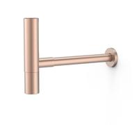 Siphon télescopique rond avec bouchon de visite et cache pour lavabo Or Rose Mat 24K - TRES 16110342OPM