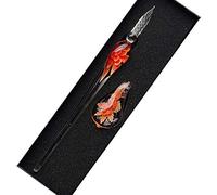 SIPLIV fait à la main en verre de cristal intarsia plume stylo plume kit calligraphie vintage stylo signatures avec un porte-stylo pour cadeau de noël anniversaire, orange