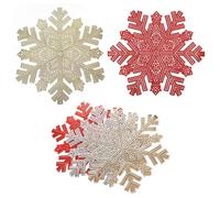 SIPLIV Lot de 6 sets de table de Noël à isolation thermique en forme de flocon de neige creux pour table de salle à manger, décoration d'Halloween - Forme de flocon de neige