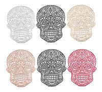 SIPLIV Lot de 6 sets de table d'Halloween à isolation thermique en forme de tête de mort pour table de salle à manger, décoration d'Halloween - Forme de crâne
