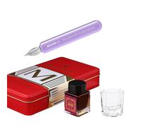 SIPLIV Majohn - Kit de stylo plume en verre de cristal - Stylo de calligraphie vintage avec encre en bouteille et gobelet de nettoyage - Violet