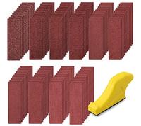 SIQUK 100 Pièces Feuilles Abrasives avec Bloc de Ponçage à Main, Papier Abrasif Grain 40/60/80/120/180/240/320/400/600/800 Papier Verre pour Poncage