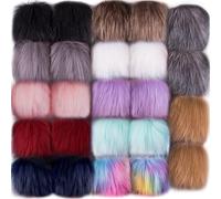 SIQUK 24 Pièces Fausse Fourrure Pompon Fausse Fourrure Boule pour Porte Clef Bonnet