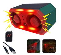 Sirène à capteur de Mouvement extérieur à énergie Solaire Volume réglable | IP65,130dB ,Enregistrement audio ,13 Modes sonores intégrés Chiens aboyant et Tirs, avec télécommande, pour Jardin , Ferme