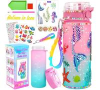 Sirène Bricolage Gourde Fille DIY Gourde Isotherme Bouteille Kit de Loisir Créatif Enfant Jeux Créatif Fille 6 7 8 9 10 Ans