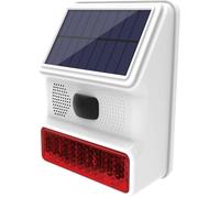 Sirène extérieure sans fil solaire LED -HAWUJ- 433MHz, 110dB, clignotante - pour maison, ferme, grange, villa, cour, jardin