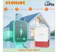 Sirène stroboscopique sans fil Staniot LoRa 115 dB, alarme antivol à haut niveau sonore avec portée de transmission de 500 m, panneau de sécurité domestique Lora-WSR120-US