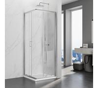 SIRHONA Cabine de Douche 70x70x195 cm Coulissante à Double Ouverture, Porte de Douche en Verre à Deux Panneaux Fixes avec Verre Transparent de 5 mm, Réglable d'un seul côté 20 mm