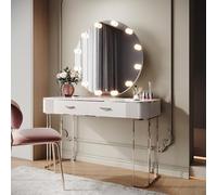 SIRHONA Miroir Maquillage Round 80cm Lumineux - 12 LED Lampes, 3 Couleurs LED, Dimmable avec Mémoire, Prise Intégrée - Miroir Coiffeuse Circulaire Installation Murale/sur Table