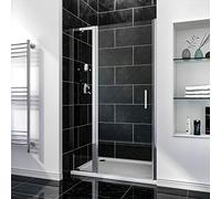 SIRHONA porte de douche 110 x 185 cm porte pivotante en niche, 6 mm verre securit avec étagère