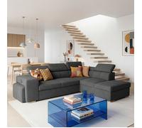 SIRIUS Canapé d'angle reversible convertible ANTHRACITE (velours côtelé ) - Taille L - 5/6 places - 267 x 218 x 94 cm