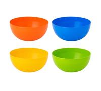 SIROCO Bols en Plastique Colorés, Lot de 4, Diamètre 15 cm, Jaune, Vert, Bleu et Orange, Ronds, Réutilisables, Empilables, pour Apéro, Barbecue et Pique-Nique