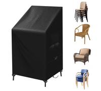 SIRUITON Housse de Chaise de Jardin Housse de Chaise Empilable Imperméable Robuste Tissu Oxford 420D Noir 120x65x65/80CM