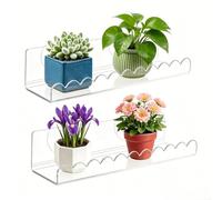 SiSinkal Étagère à ventouse en acrylique pour plantes - Forte adhérence - Pour intérieur et jardin - Rangement photo - 22,9 cm - Facile à installer - Pas de perçage nécessaire