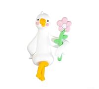 SiSinkal Figurines d'oie en résine peintes à la main pour mini animal pour décoration de voiture, tableau de bord, bureau, étagère, bureau, maison, blanc 6 cm (câlin)