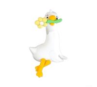 SiSinkal Figurines d'oie mignonnes en résine peintes à la main pour mini animal pour décoration de voiture, tableau de bord, bureau, étagère, bureau, maison, blanc, 6 cm (romantique)