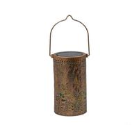 SiSinkal Lanterne solaire pour projection de fleurs et papillon en fer - Lampe de jardin LED résistante aux intempéries - Double charge - 30,5 x 10 cm - Pour extérieur, terrasse, cour (B)