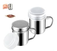 SiSinkal Lot de 2 sucriers à poudre en acier inoxydable avec poignée ergonomique et tamis de précision pour saupoudrer cacao, matcha, cannelle, cappuccino, desserts, boulangerie
