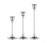SiSinkal Lot de 3 bougies coniques vintage en laiton pour décoration d'intérieur, mariages et centres de table, bougeoirs en métal (argent)