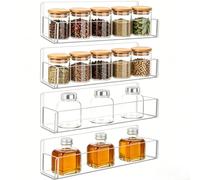 SiSinkal Lot de 4 étagères à épices en acrylique transparent pour couvercle d'extrémité amovible pour armoire de cuisine de 15,2 cm, économie d'espace, installation facile (22,9 cm)